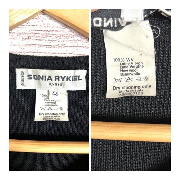 NWOT SONIA RYKIEL Paris Wool Black Rhinestone Trim Button Down Knit Cardigan - Picture 13 of 14